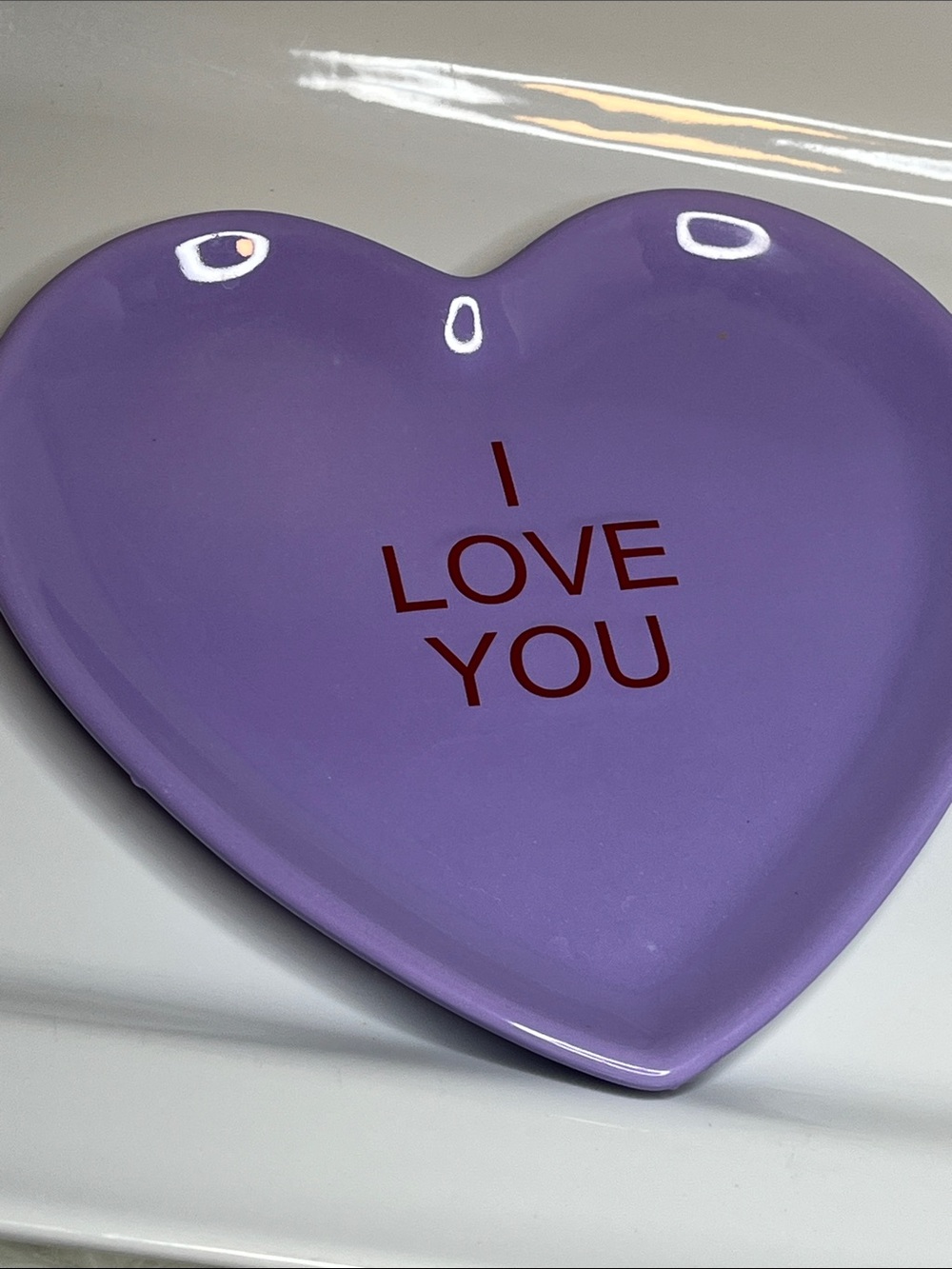 Heart-Shaped Purple Ceramic Trinket Dish - Picture 3 of 5